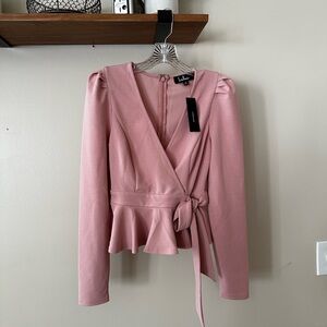 Lulus Pink Wrap Blouse